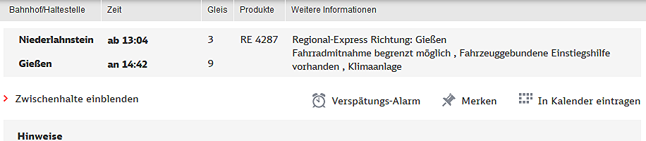 Bahnverbindung Niederlahnstein - Gießen