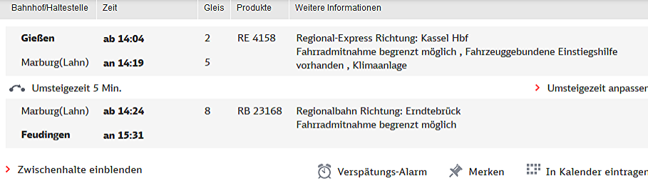 Bahnverbindung Niederlahnstein - Gießen